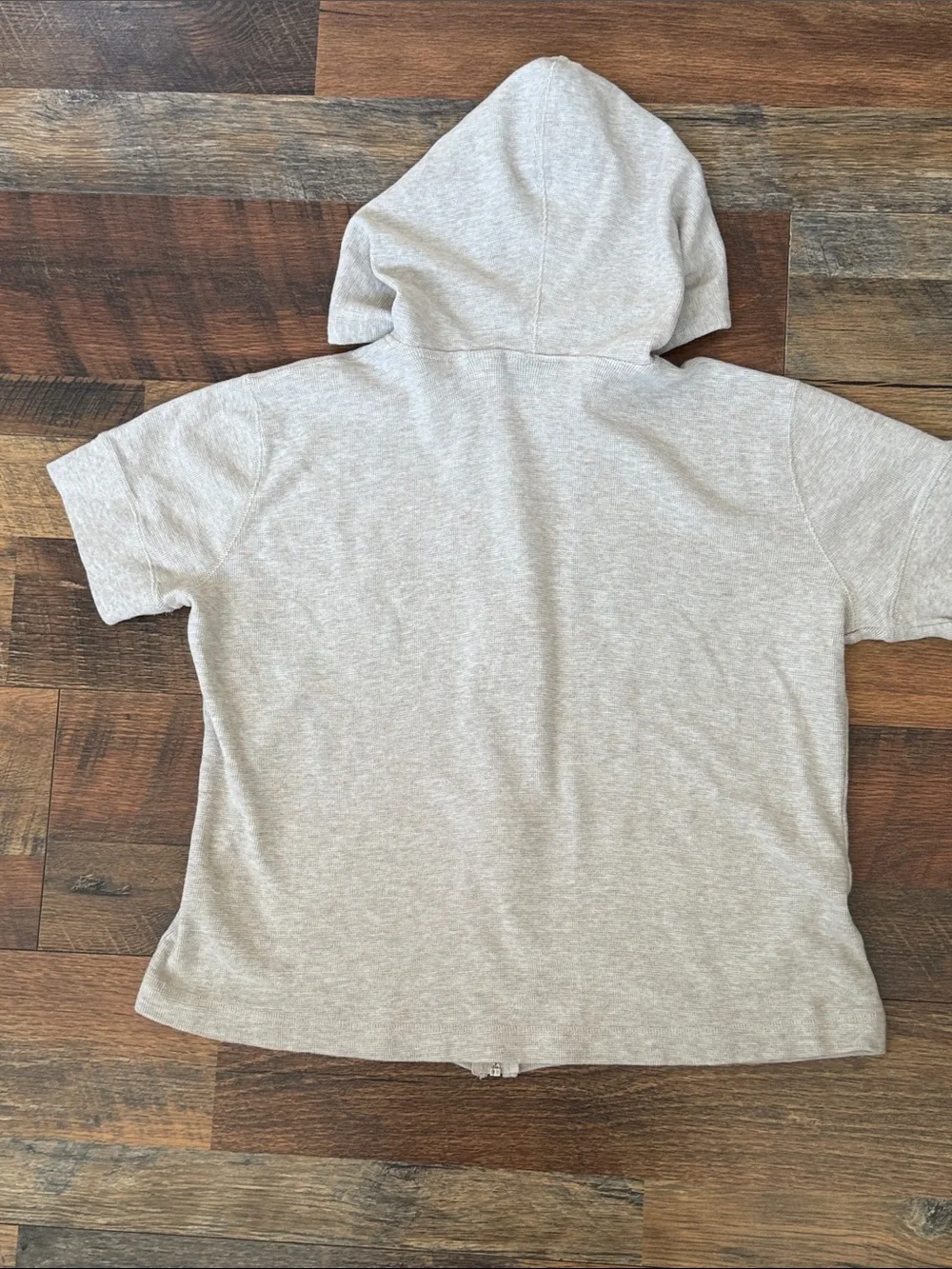 DKNY Active Oatmeal Short Sleeve Zip Hoodie XL Y2K Varsity Logo